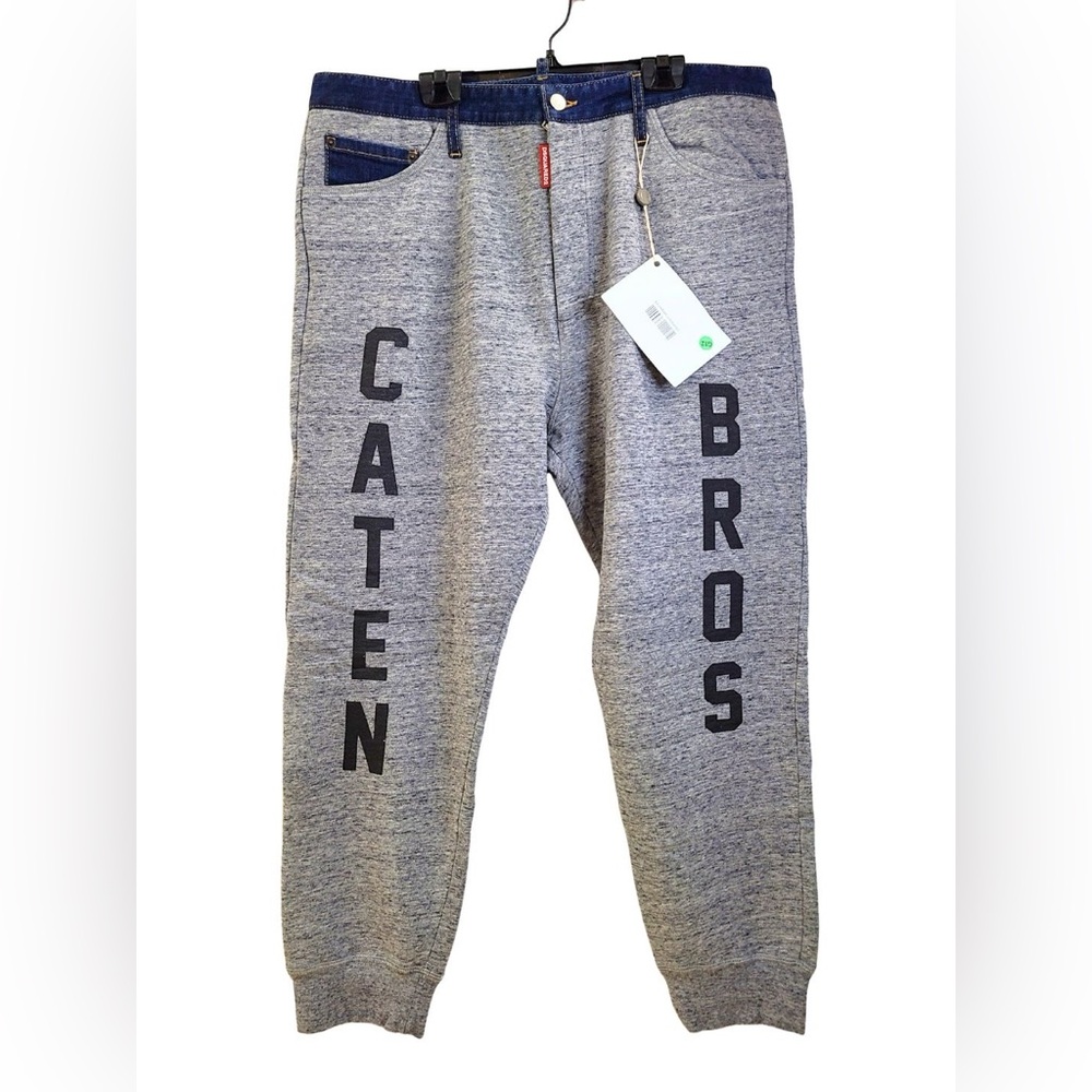 🇨🇦 NWT ✨ DSQUARED2 Gray Joggers with Black Caten Bros Print